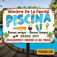 Personalized Pool Good Memories Spanish Piscina Metal Sign JR38 87O47 thumb 1