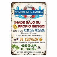 Personalized Pool Good Memories Spanish Piscina Metal Sign JR35 87O47 thumb 1