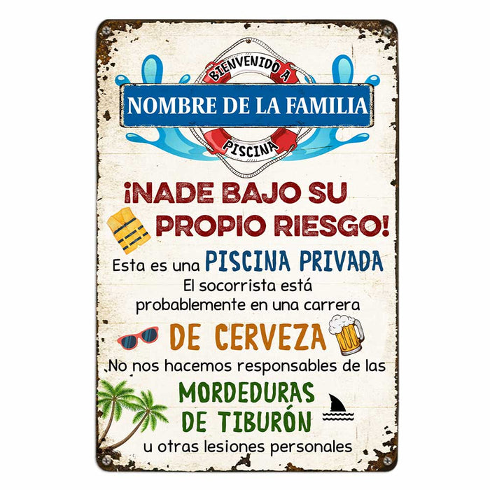 Personalized Pool Good Memories Spanish Piscina Metal Sign JR35 87O47 1