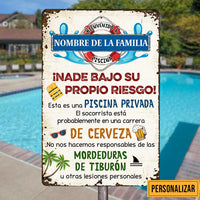 Personalized Pool Good Memories Spanish Piscina Metal Sign JR35 87O47 thumb 1