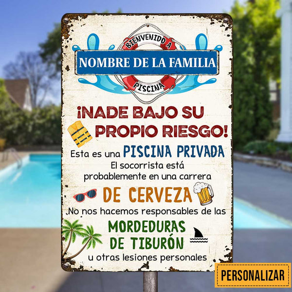 Personalized Pool Good Memories Spanish Piscina Metal Sign JR35 87O47 ...