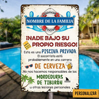 Personalized Pool Good Memories Spanish Piscina Metal Sign JR35 87O47 thumb 1