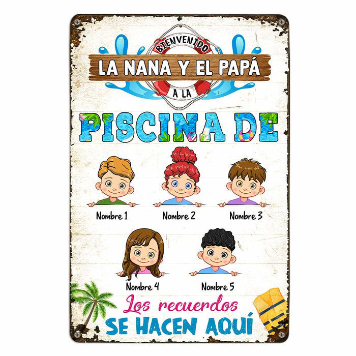 Personalized Pool Good Memories Spanish Piscina Abuelos Metal Sign JR36 87O47 1