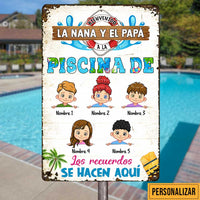Personalized Pool Good Memories Spanish Piscina Abuelos Metal Sign JR36 87O47 thumb 1
