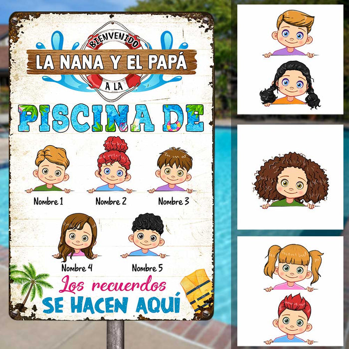 Personalized Pool Good Memories Spanish Piscina Abuelos Metal Sign JR36 87O47 1