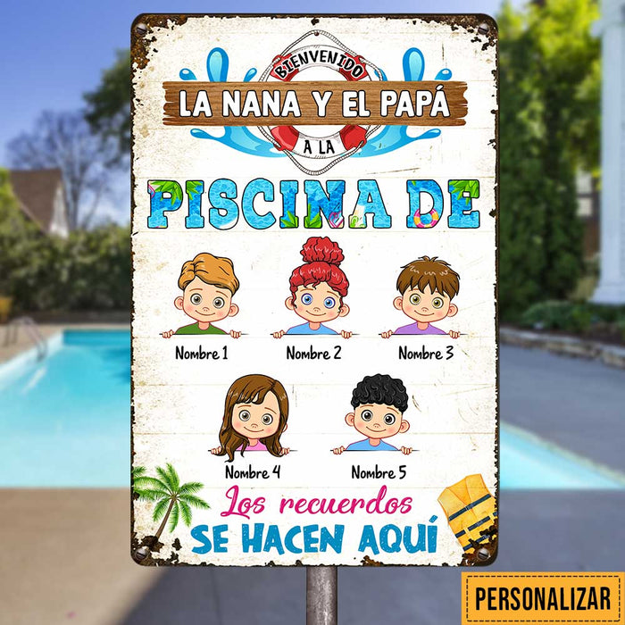 Personalized Pool Good Memories Spanish Piscina Abuelos Metal Sign JR36 87O47 1