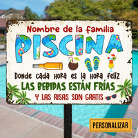 Personalized Pool Good Memories Spanish Piscina Metal Sign JR39 87O47 thumb 1
