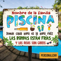 Personalized Pool Good Memories Spanish Piscina Metal Sign JR39 87O47 thumb 1