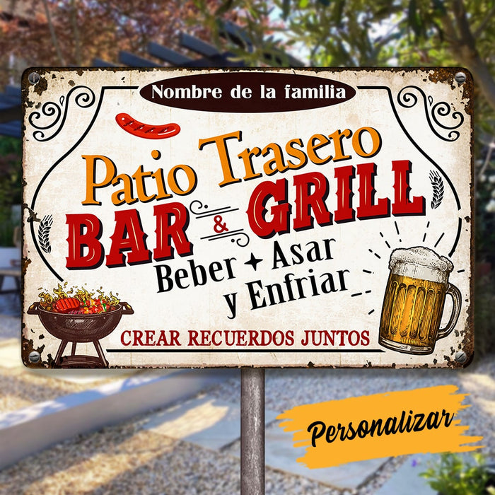 Personalized Backyard Patio Family Spanish Metal Sign JR38 87O53 1