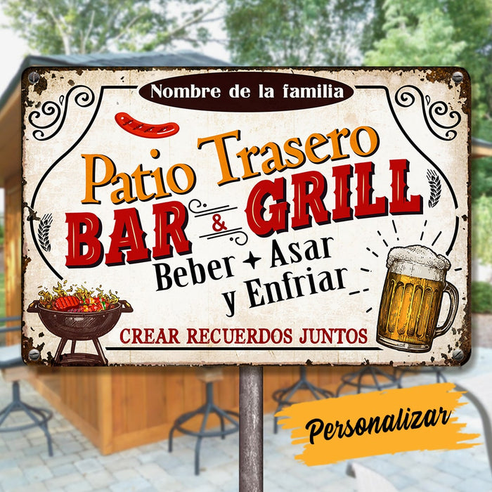 Personalized Backyard Patio Family Spanish Metal Sign JR38 87O53 1