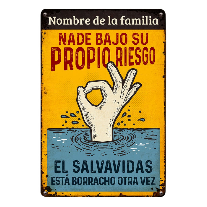 Personalized Pool Good Memories Spanish Piscina Metal Sign JR39 87O53 1