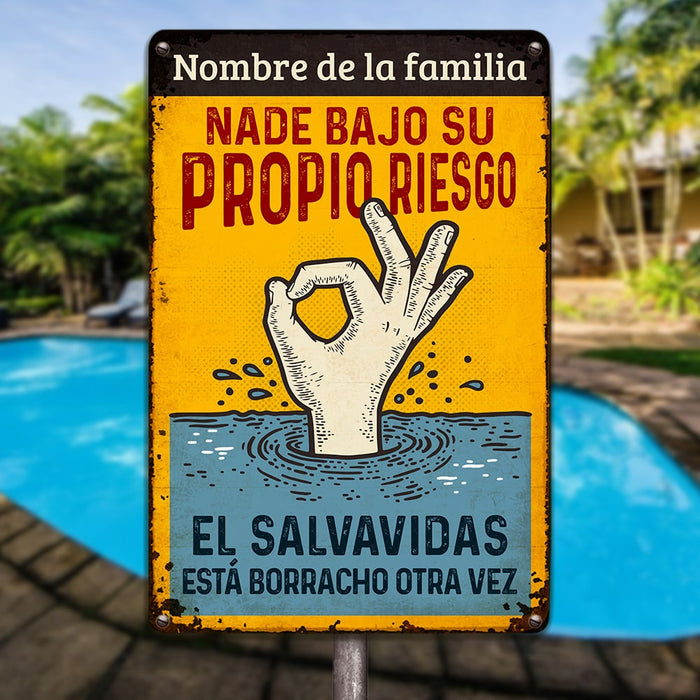 Personalized Pool Good Memories Spanish Piscina Metal Sign JR39 87O53 1