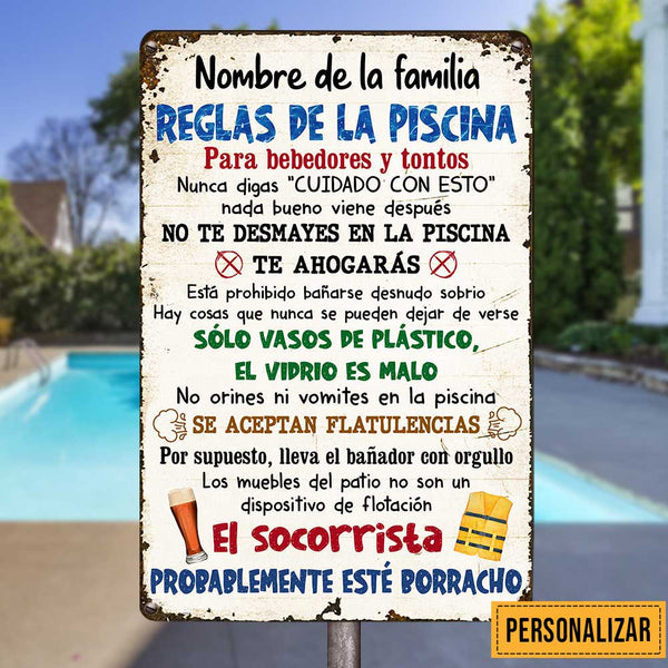 Personalized Pool Good Memories Spanish Piscina Metal Sign JR310 87O47 ...