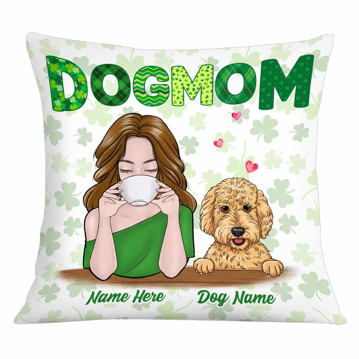 Personalized Happy Patrick's Day Dog Mom Pillow JR52 85O34 1