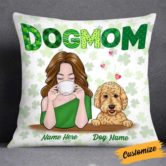 Personalized Happy Patrick's Day Dog Mom Pillow JR52 85O34 1