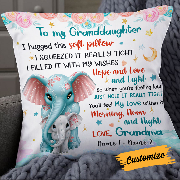 Personalized Mom Grandma Elephant Pillow JR55 30O24 1