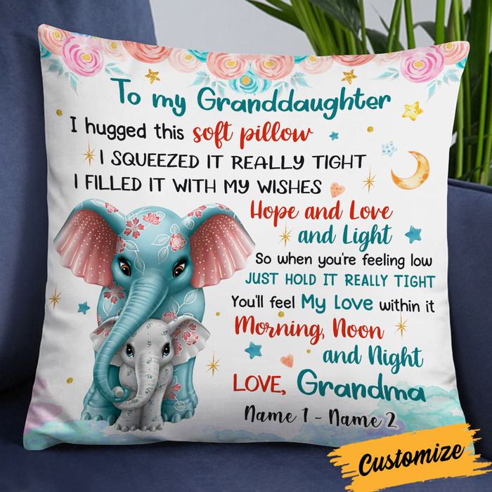 Personalized Mom Grandma Elephant Pillow JR55 30O24 1
