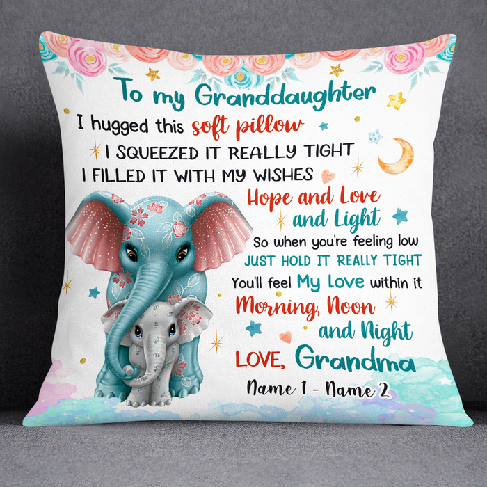 Personalized Mom Grandma Elephant Pillow JR55 30O24 1