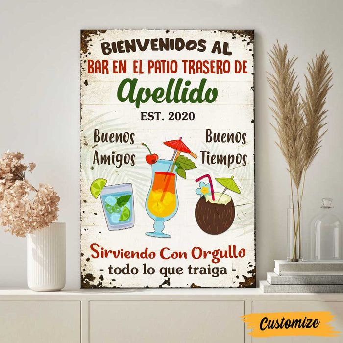 Personalized Backyard Bar Proudly Serving Patio Interior Spanish Poster DB278 30O47 1