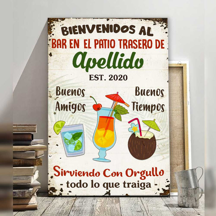 Personalized Backyard Bar Proudly Serving Patio Interior Spanish Poster DB278 30O47 1