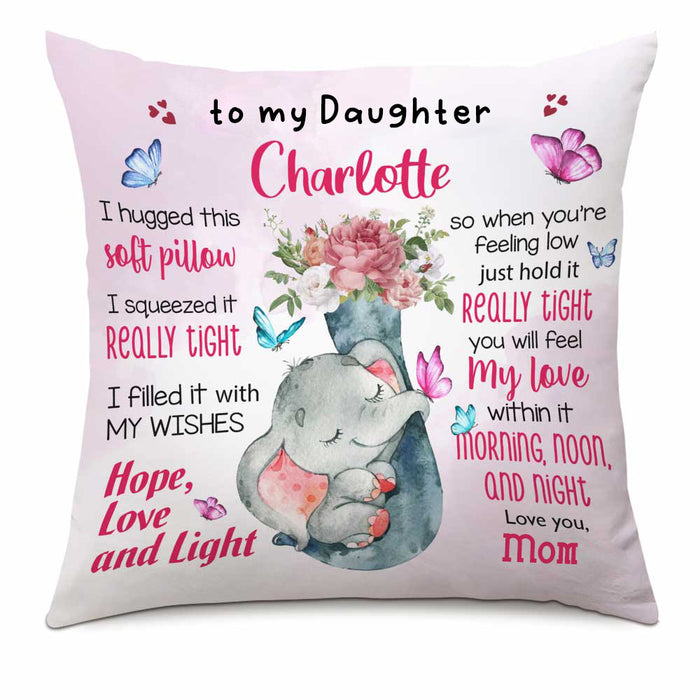 Personalized Daughter Elephant Pillow JR64 24O66 1