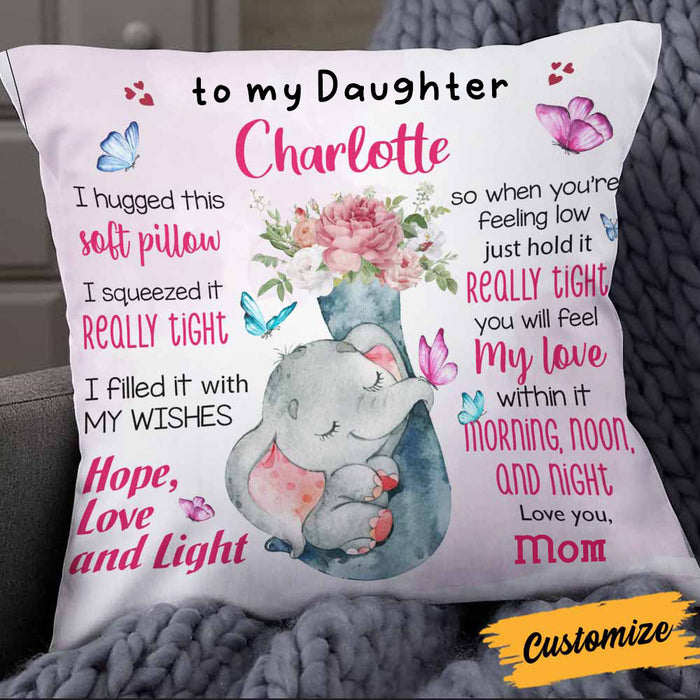 Personalized Daughter Elephant Pillow JR64 24O66 1