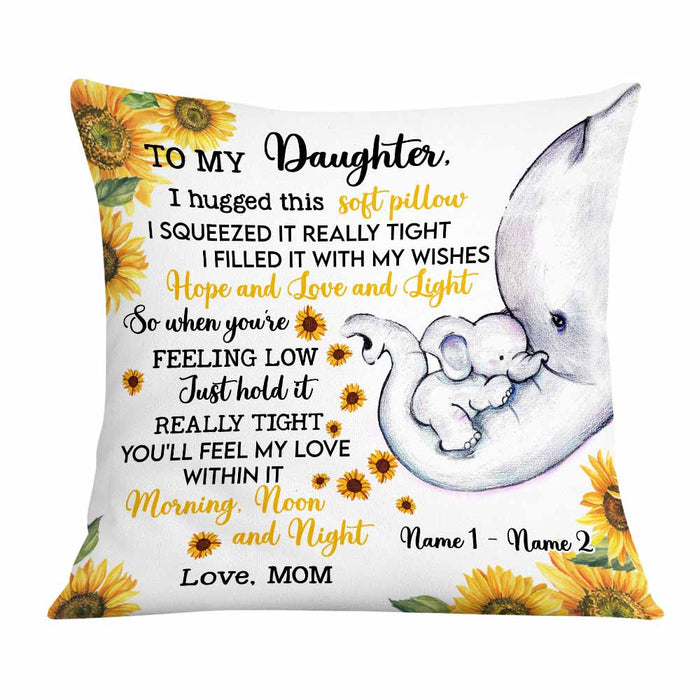 Personalized Mom Grandma Daughter Granddaughter Elephant Sunflower Pillow JR62 87O58 1