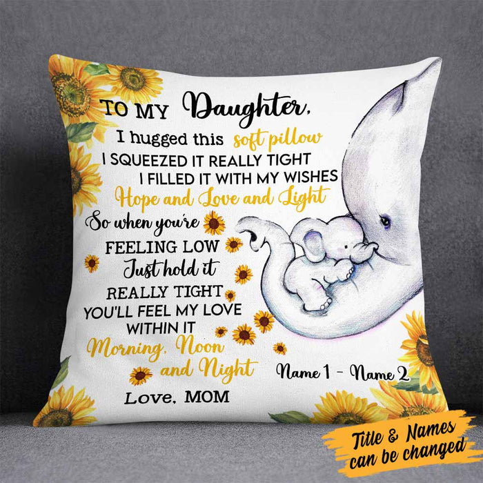 Personalized Mom Grandma Daughter Granddaughter Elephant Sunflower Pillow JR62 87O58 1