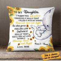 Personalized Mom Grandma Daughter Granddaughter Elephant Sunflower Pillow JR62 87O58 thumb 1
