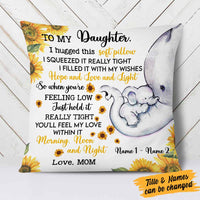 Personalized Mom Grandma Daughter Granddaughter Elephant Sunflower Pillow JR62 87O58 thumb 1