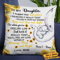 Personalized Mom Grandma Daughter Granddaughter Elephant Sunflower Pillow JR62 87O58 thumb 1
