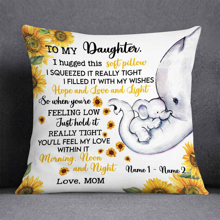 Personalized Mom Grandma Daughter Granddaughter Elephant Sunflower Pillow JR62 87O58 1