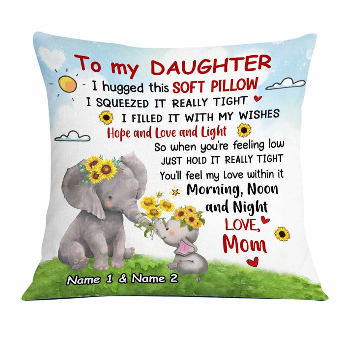 Personalized Elephant Mom Grandma To Daughter Granddaughter Son Grandson Hug This Pillow JR64 95O23 1