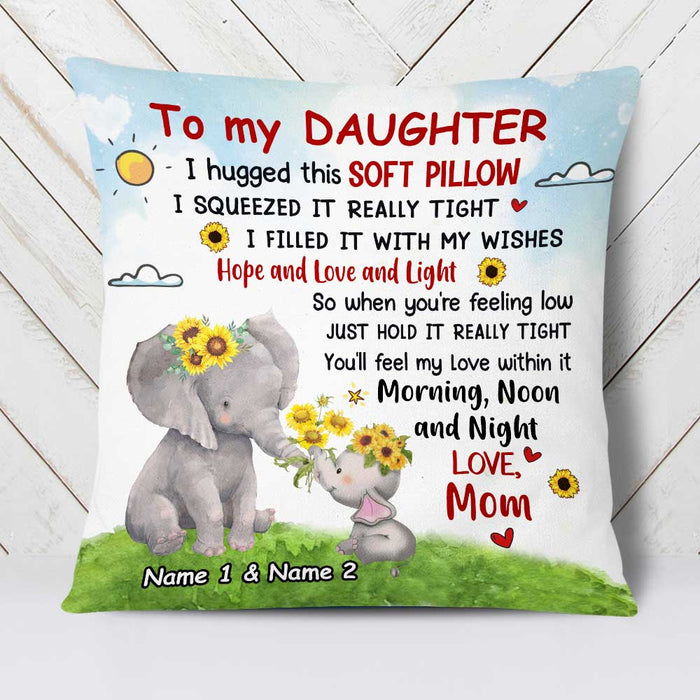 Personalized Elephant Mom Grandma To Daughter Granddaughter Son Grandson Hug This Pillow JR64 95O23 1