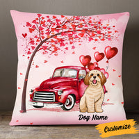 Personalized Dog Valentine Red Truck Pillow JR71 95O53 thumb 1