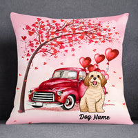 Personalized Dog Valentine Red Truck Pillow JR71 95O53 thumb 1