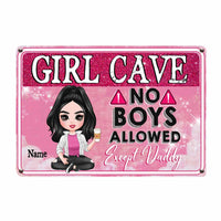 Personalized Girl Cave Dad Allowed Daughter Granddaughter Metal Sign JR67 81O58 thumb 1