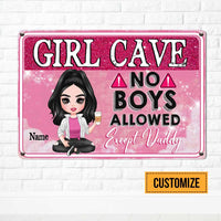 Personalized Girl Cave Dad Allowed Daughter Granddaughter Metal Sign JR67 81O58 thumb 1