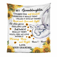 Personalized Daughter Granddaughter Elephant Sunflower Blanket DB291 87O58 thumb 1