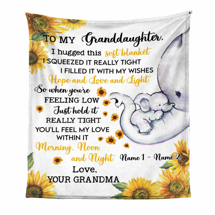 Personalized Daughter Granddaughter Elephant Sunflower Blanket DB291 87O58 1