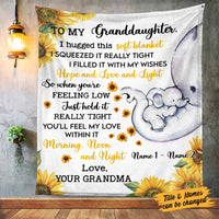 Personalized Daughter Granddaughter Elephant Sunflower Blanket DB291 87O58 thumb 1