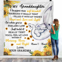 Personalized Daughter Granddaughter Elephant Sunflower Blanket DB291 87O58 thumb 1