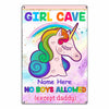 Personalized Girl Cave Daughter Granddaughter Unicorn Metal Sign JR65 81O34 1