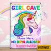 Personalized Girl Cave Daughter Granddaughter Unicorn Metal Sign JR65 81O34 1
