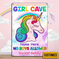 Personalized Girl Cave Daughter Granddaughter Unicorn Metal Sign JR65 81O34 thumb 1