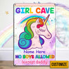 Personalized Girl Cave Daughter Granddaughter Unicorn Metal Sign JR65 81O34 1