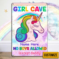 Personalized Girl Cave Daughter Granddaughter Unicorn Metal Sign JR65 81O34 thumb 1