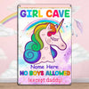 Personalized Girl Cave Daughter Granddaughter Unicorn Metal Sign JR65 81O34 1