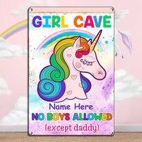 Personalized Girl Cave Daughter Granddaughter Unicorn Metal Sign JR65 81O34 thumb 1