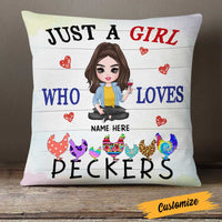 Personalized Girl Loves Chicken Peckers Pillow JR72 24O23 thumb 1